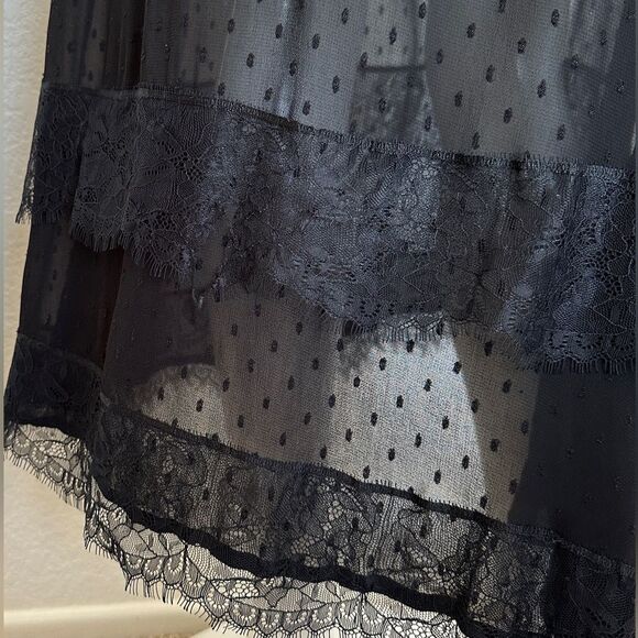 CLEOBELLA Dress Black Haven Lace & Swiss Dot Midi Dress Size XS • FLAWED - Picture 10 of 16